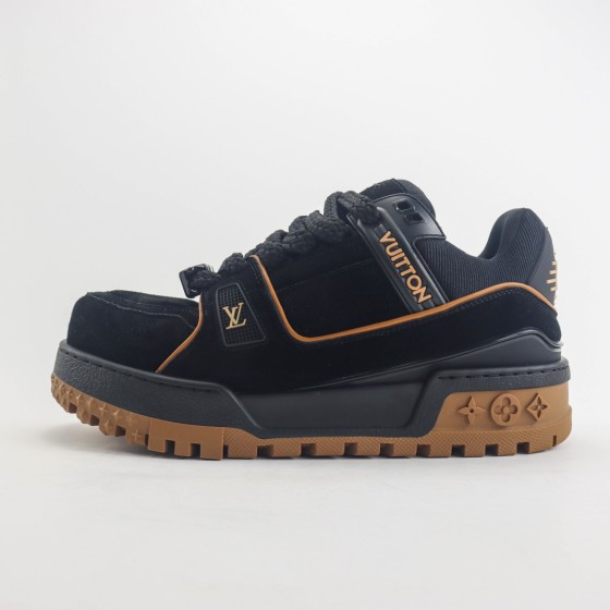 Louis Vuitton Trainer Maxi Black Brown Suede 1ABM30