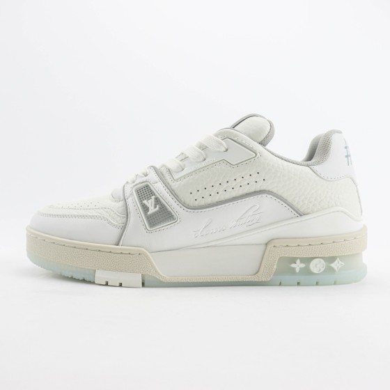 Louis Vuitton Trainer Cream White Grey Signature 1ACP1Q