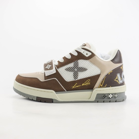Louis Vuitton LV Trainer Brown Beige White  1AC51J