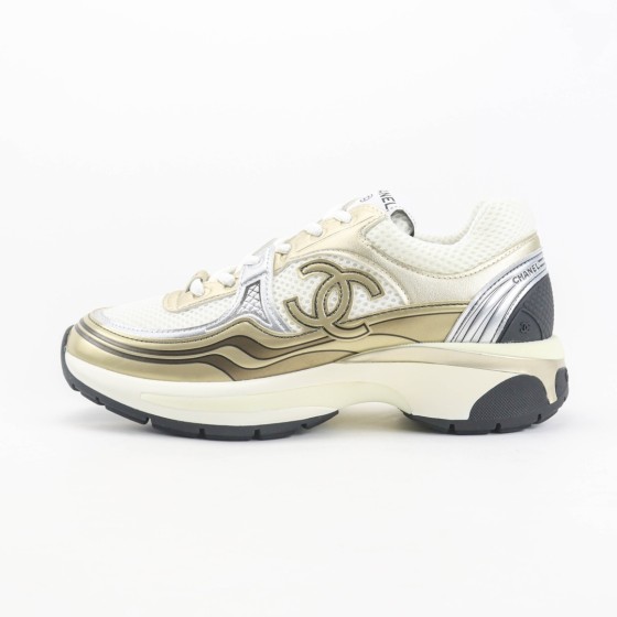 Chanel CC Logo Sneaker 'White Gold Silver' G39792 Y56368 K5450