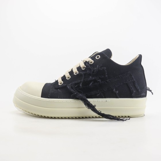 Rick Owens DRKSHDW Low Top 'Black Denim' DU01C6809SLASH-7811